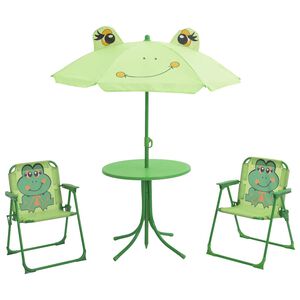 vidaXL 3-tlg. Garten-Bistro-Set f&uuml;r Kinder mit Sonnenschirm Gr&uuml;n