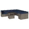 vidaXL 11-teiliges Gartensofa-Set mit Kissen, grau, Polyrattan