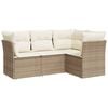vidaXL 4-tlg. Garten-Sofagarnitur mit Kissen Beige Poly Rattan