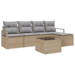 vidaXL Sofa Set mit Kissen 6 pcs Beige Poly Rattan