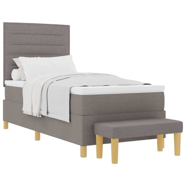 vidaXL Boxspringbett mit Matratze mit Kopfteil Taupe 90 x 190 cm Stoff