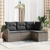 vidaXL Sofa Set mit Kissen mit Speicher 4 pcs Grau Poly-Rattan