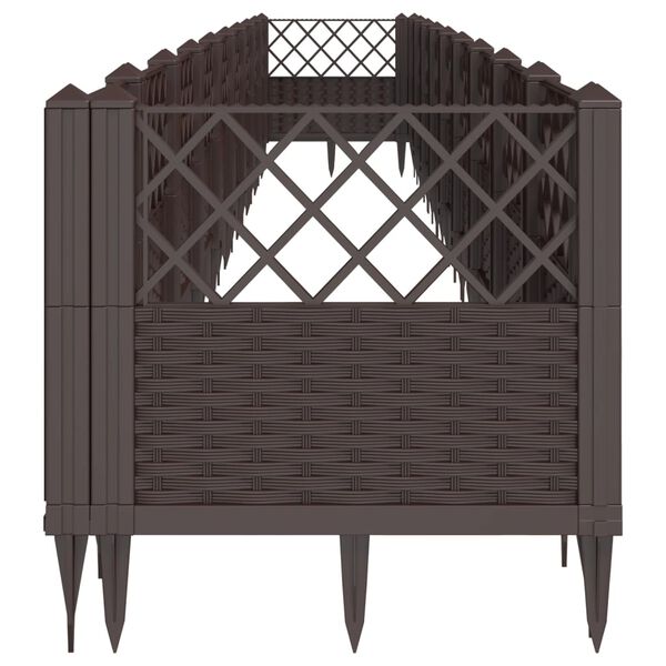 vidaXL Pflanzkasten mit Erdspie&szlig;en Braun 363,5x43,5x43,5 cm PP