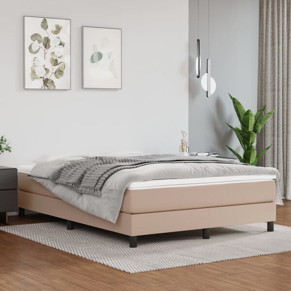 vidaXL Boxspringbettgestell Cappuccino-Braun 140x190 cm Kunstleder