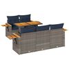 vidaXL 6-tlg. Garten-Sofagarnitur mit Kissen Grau Poly Rattan