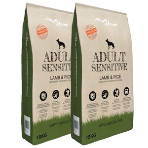 vidaXL Trockenfutter f&uuml;r Hunde Adult Sensitive Lamb & Rice 2 Stk 30 kg