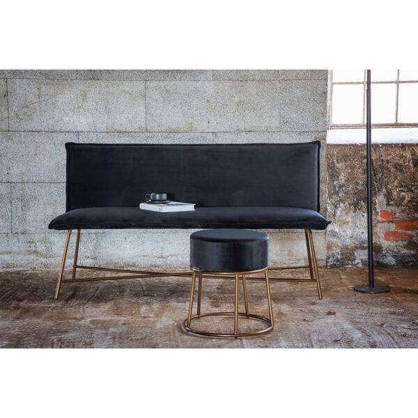 Venture Home Hocker Pippi 45,5x45,5x46,5 cm Samt Schwarz und Kupfer