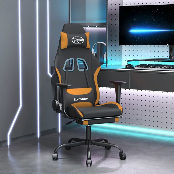 vidaXL Gaming-Stuhl mit Fu&szlig;st&uuml;tze Schwarz und Orange Stoff