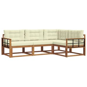 vidaXL Outdoor-Sofagarnitur mit Kissen 4 pcs Natur und Creme
