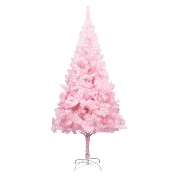 vidaXL K&uuml;nstlicher Weihnachtsbaum mit Beleuchtung & Kugeln Rosa 210cm