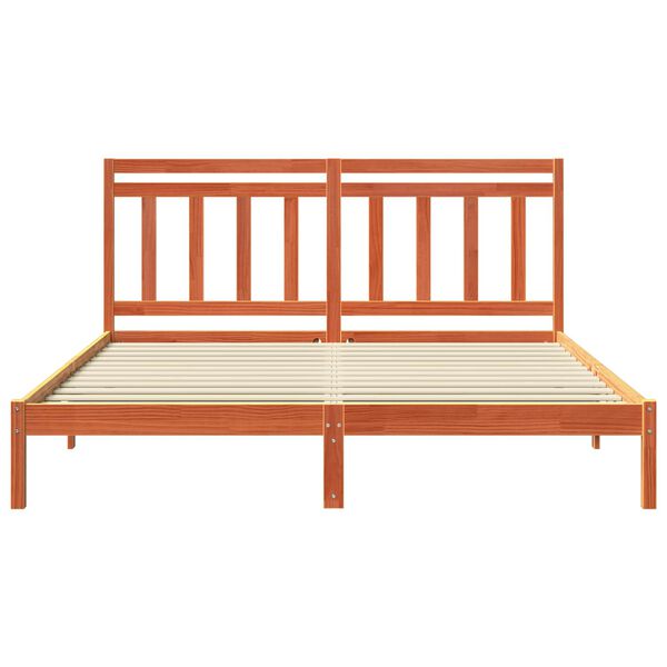vidaXL Bettrahmen Wachsbraun 205,5 x 185,5 x 100 cm Massivholz Kiefer