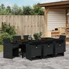 vidaXL Garten Essgruppe mit Kissen 9 pcs Schwarz Poly-Rattan