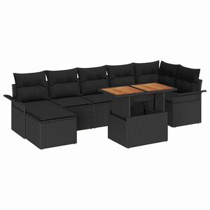 vidaXL Gartensofa-set mit Kissen 8 pcs Schwarz Poly-Rattan