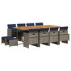 vidaXL 13-teiliges Garten-Ess-Set mit Kissen, grau, Polyrattan