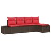 vidaXL Gartensofa-set mit Kissen 5 pcs Braun Poly-Rattan