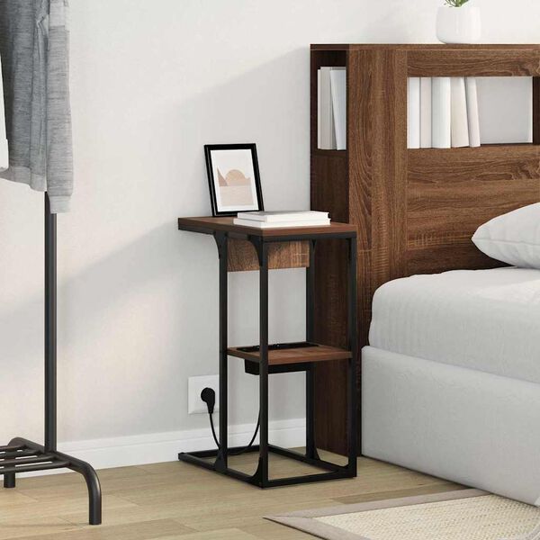 vidaXL Nachttisch Braun Eichen-Optik 41,5 x 26 x 60,5 cm Holzwerkstoff