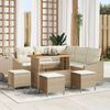 vidaXL Gartensofa-set mit Kissen mit Speicher 9 pcs Beige Poly Rattan