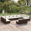 vidaXL 12-tlg. Garten-Lounge-Set mit Kissen Braun Poly Rattan