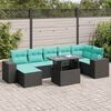 vidaXL 8-tlg. Garten-Sofagarnitur mit Kissen Schwarz Poly Rattan