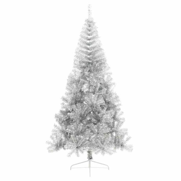 vidaXL K&uuml;nstlicher vorbeleuchteter Weihnachtsbaum Silber 210 cm PET