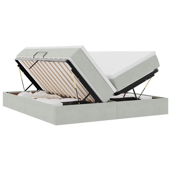 vidaXL Aufbewahrungsbett mit Matratze Hellgrau 200 x 200 cm Samt