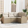 vidaXL Gartensofa-set mit Kissen 4 pcs Beige und Wei&szlig; Poly-Rattan