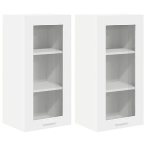 vidaXL H&auml;ngeschrank mit T&uuml;r 2 pcs Wei&szlig; 40 x 31 x 80 cm Holzwerkstoff