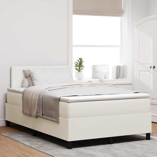 vidaXL Boxspringbett Creme und Wei&szlig; 193 x 120 x 88 cm Cordstoff