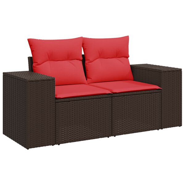vidaXL 10-teiliges Gartensofa-Set mit Kissen, braun, Polyrattan