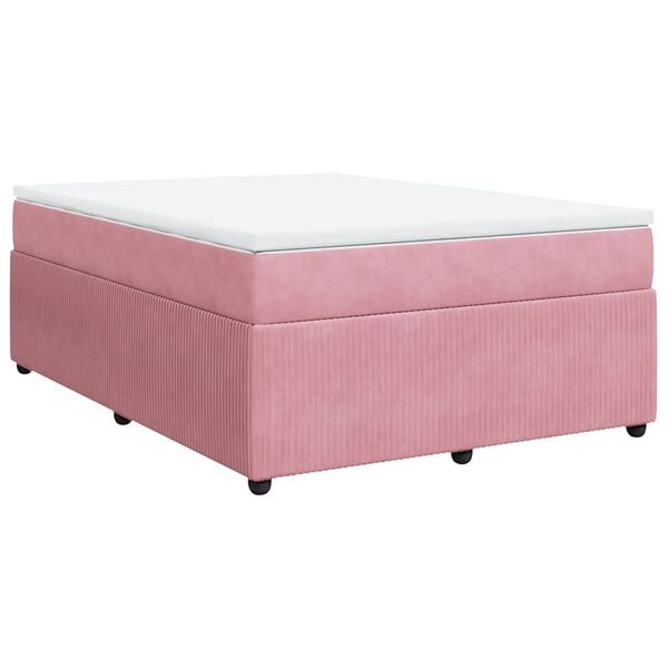 vidaXL Boxspringbett mit Matratze Rosa 140x190 cm Samt