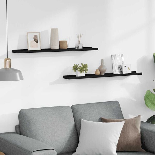 vidaXL Bilderleisten 2 Stk. Schwarz 80x9x3 cm MDF