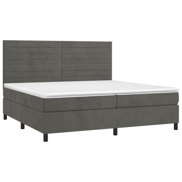vidaXL Boxspringbett mit Matratze & LED Dunkelgrau 200x200 cm Samt