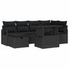 vidaXL Garten-Sofa-Set mit Kissen 7 pcs Schwarz Poly Rattan