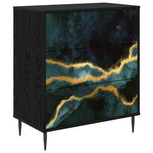 vidaXL Kommode WIJHE T&uuml;rkis marmorierte Optik 66 x 36,5 x 76 cm