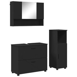 vidaXL Badezimmerm&ouml;bel-Set 3 stk. Schwarz 76,5 x 35 x 64 cm