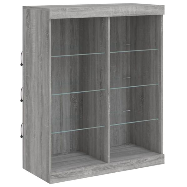 vidaXL Sideboard mit LED-Leuchten Grau Sonoma 81x37x100 cm
