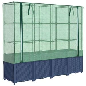 vidaXL Hochbeet mit Gew&auml;chshausabdeckung Rattanoptik 160x40x153 cm