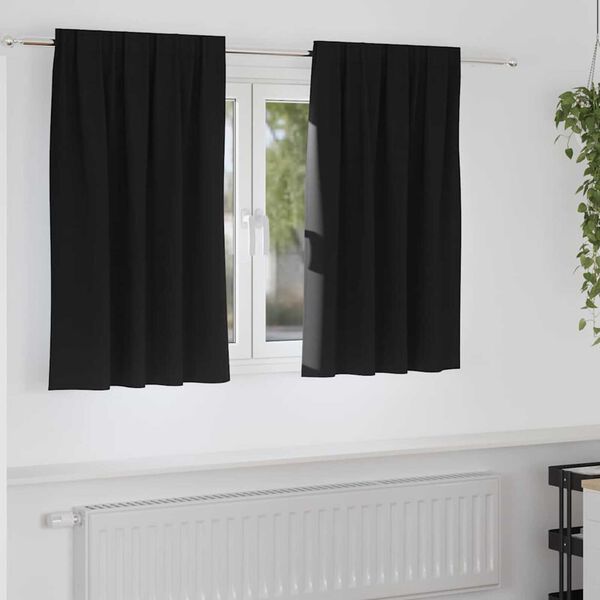 vidaXL Verdunkelungs-Vorh&auml;nge mit Ringen 2 pcs Schwarz 140 x 140 cm