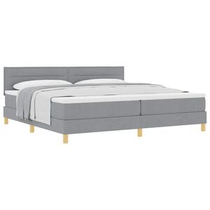vidaXL Boxspringbett mit Matratze Hellgrau 200 x 200 cm Stoff