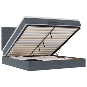 vidaXL Ottoman-Bett mit Matratzen & LEDs Dunkelgrau 180x200 cm Samt
