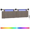 vidaXL H&auml;ngendes Kopfteil Mit LED Licht Grau Antikes PU