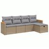 vidaXL 5-tlg. Garten-Sofagarnitur mit Kissen Beige Poly Rattan
