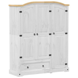 vidaXL Kleiderschrank Corona Wei&szlig; 151,5x52x186 cm Massivholz Kiefer