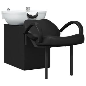 vidaXL Shampoo Stuhl Schwarz und Wei&szlig; 136 x 60 x 92 cm PVC