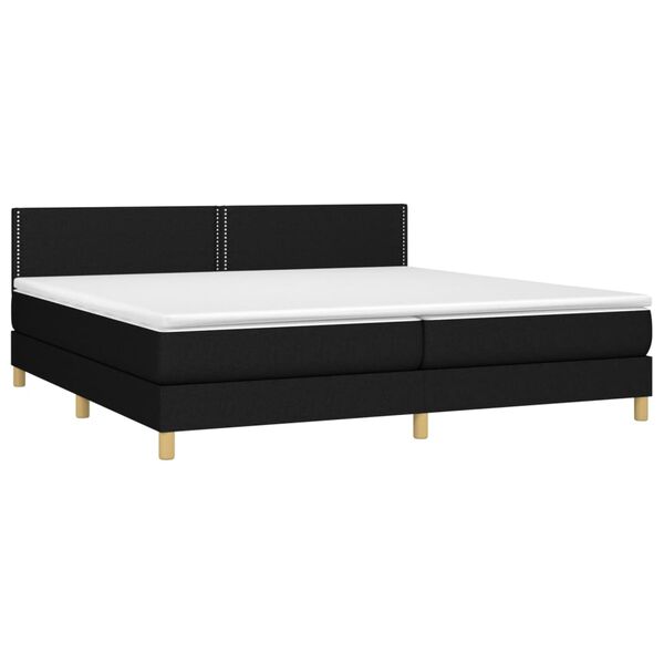 vidaXL Boxspringbett mit Matratze & LED Schwarz 200x200 cm Stoff