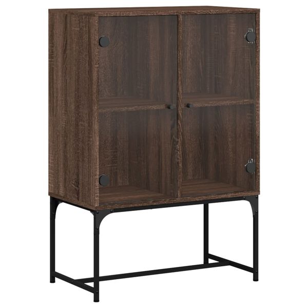 vidaXL Beistellschrank mit Glast&uuml;ren Braun Eichen-Optik 69x37x100 cm
