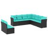 vidaXL 9-teiliges Gartensofa-Set mit Kissen, schwarzes Polyrattan