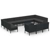 vidaXL 14-tlg. Garten-Lounge-Set mit Auflagen Poly Rattan Schwarz