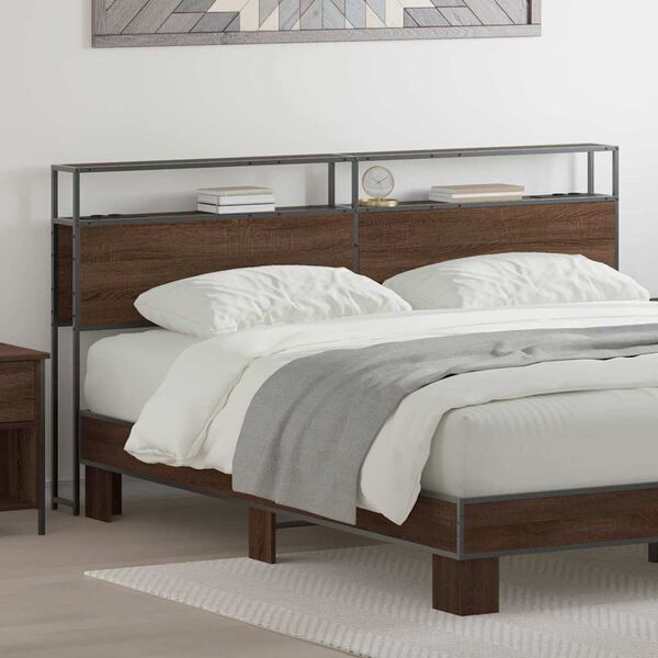 vidaXL Stauraum-Kopfteil Braun Eichen-Optik 200 cm Holzwerkstoff