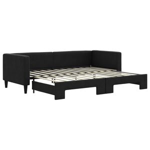 vidaXL Tagesbett Ausziehbar Schwarz 80x200 cm Stoff